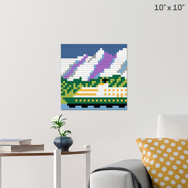 Washington State Ferry and Mountains Brick Poster