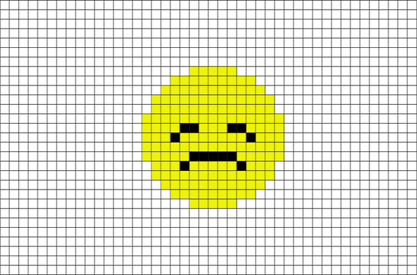 White Frowning Face Emoji Pixel Art