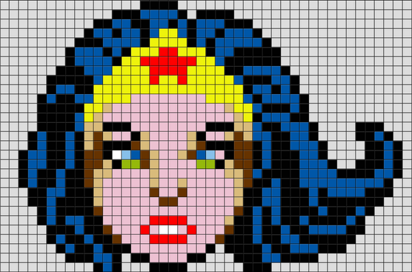 Wonder Woman Face Pixel Art