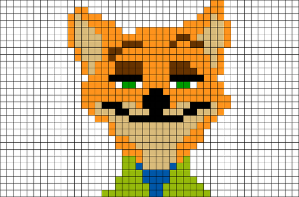 Zootopia Fox Nick Wilde Pixel Art